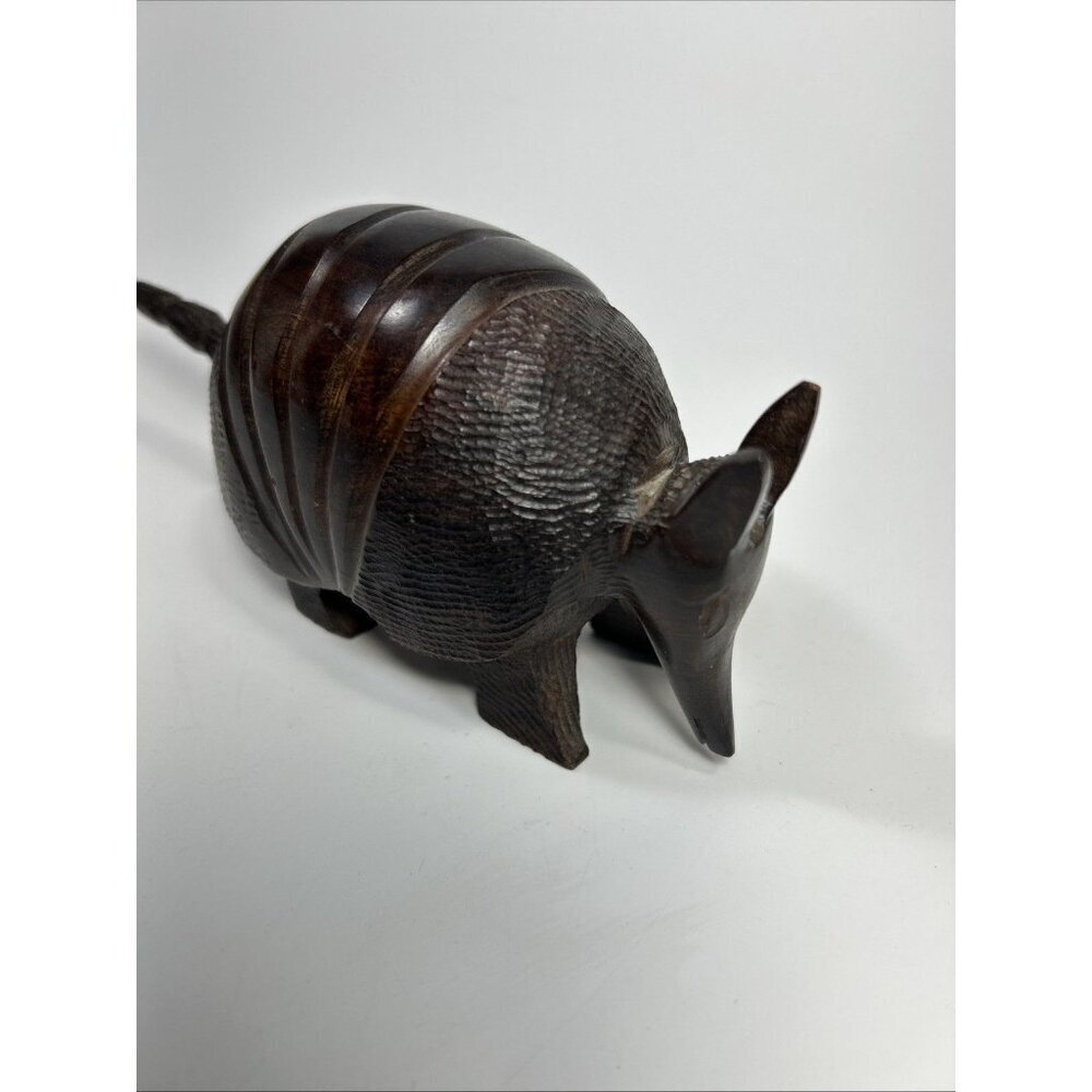 Vintage Wood Armadillo Figurine Hand Carved Folk Art Home Décor Gift 8” - Picture 6 of 10